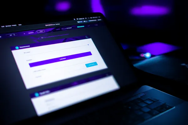 A confident dealer surrounded by casino chips inviting players to access their 1333BET account, reflecting quick and easy login options.